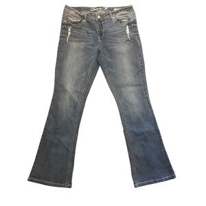 Seven 7 Jeans Womens Sz 14  Blue Denim Slim Medium Wash Mid-Rise Distressed Boho